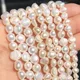 Perles de poinçon naturelles fines pour bricolage perles d'eau douce blanches bracelet et collier