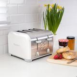 Kenmore 4-Slice White Stainless Steel Toaster, Dual Controls,Wide Slot