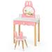 Young Bunny Vanity Table and Chair Set with Mirror and Drawer for Playful Dress-Up - 23.5" x 13.5" x 40.5" (L x W x H)