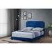 Modern Style Haemon Queen Size Wood Platform Bed with Upholstered Headboard