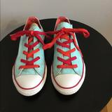 Converse Shoes | Converse All Star Teal/Red Low Top Sneakers | Color: Blue/Red | Size: Junior 4