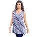 Plus Size Women's Swing Ultimate Tank by Roaman's in Grape Watercolor Stripe (Size 30/32) Top