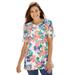 Plus Size Women's Perfect Printed Short-Sleeve Crewneck Tee by Woman Within in White Multi Pretty Tropicana (Size 4X) Shirt