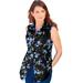 Plus Size Women's Sleeveless Kate Big Shirt by Roaman's in Blue Rose Floral (Size 16 W) Button Down Shirt Blouse