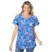 Plus Size Women's Lace-Detail Cold-Shoulder Tee by Woman Within in French Blue Tie Dye Star (Size 18/20) Shirt