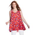 Plus Size Women's High-Low Button Front Tank by Woman Within in Vivid Red Stars (Size 4X) Top
