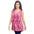 Plus Size Women's Swing Ultimate Tank by Roaman's in Pink Burst Tropical Leaves (Size 42/44) Top