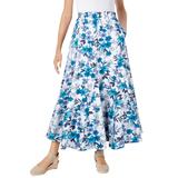 Plus Size Women's Knit Panel Skirt by Woman Within in Blue Blossom (Size 3X) Soft Knit Skirt
