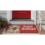 White 36 x 24 x 0.375 in Area Rug - Trinx Transitional Rugs Frontporch Happy Holidays Indoor/Outdoor Rug Red 2' X 3' | Wayfair