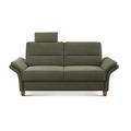 CAVADORE 3-Sitzer Sofa Wyk / 3er Couch im Landhausstil mit Federkern, Kopfstütze + Holzfüßen / 186 x 90 x 89 / Chenille, Grün