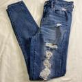 American Eagle Outfitters Jeans | American Eagle Jeans Next Level Stretch Womens Size 4 Jegging Distressed Denim | Color: Blue | Size: 4