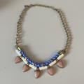 J. Crew Jewelry | Jcrew Multi Textured Necklace With Gold Chain | Color: Blue/Pink | Size: Os