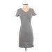 Old Navy Casual Dress - Mini V Neck Short sleeves: Gray Print Dresses - Women's Size X-Small