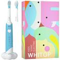 WHITOP ED05 Kids Electric Toothbrush, Wireless Charging IPX8 Waterproof Sonic Electronic Toothbrushes with Timer, 3 Modes Rechargeable Automatic Toothbrush for Children Boys and Girls