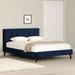 South Shore Maliza Complete Platform Bed Wood & /Upholstered/Velvet in Blue | 37 H x 64 W x 85.5 D in | Wayfair 13742