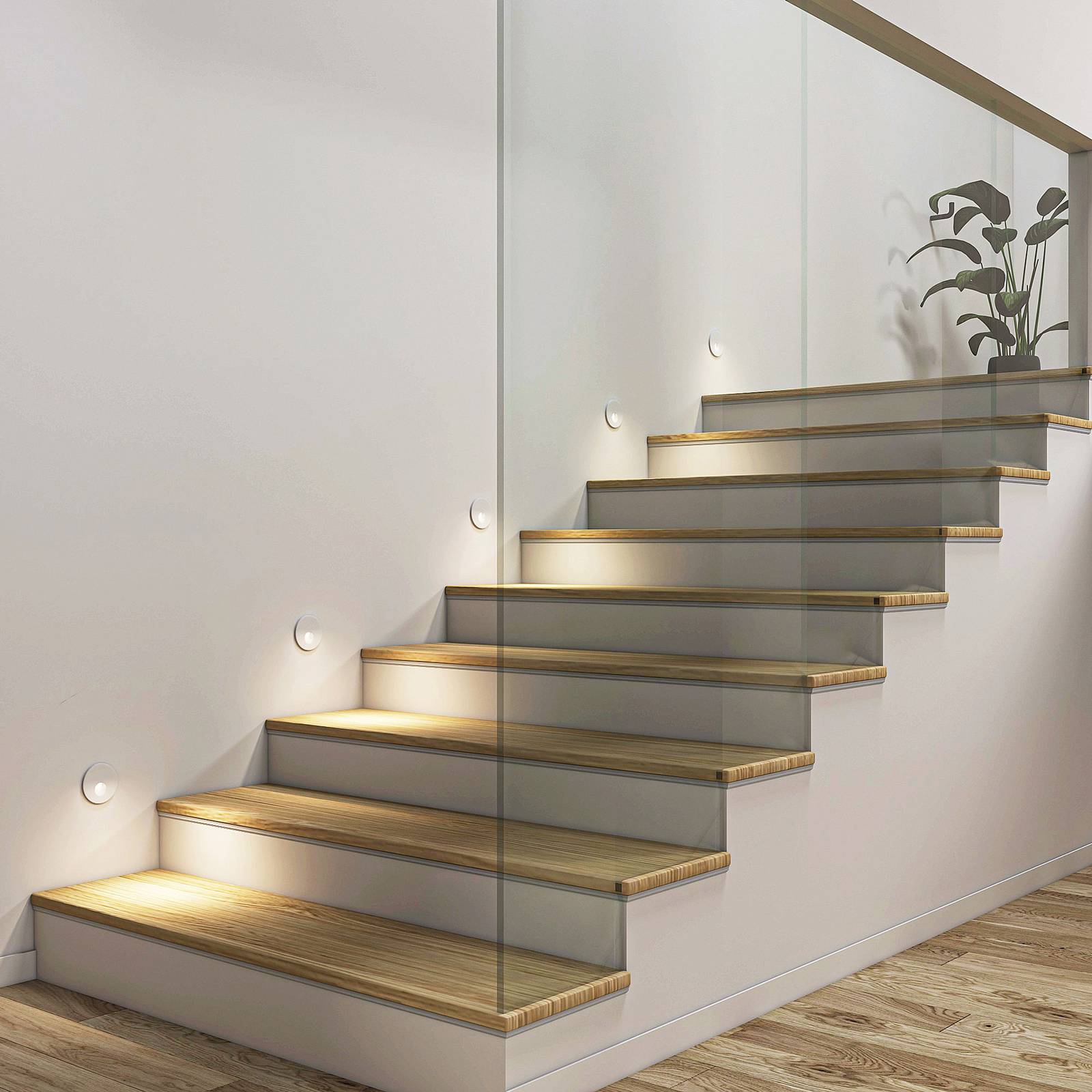 Arcchio LED-Einbaulampe Vexi, Ø 7,5 cm, weiß, Aluminium, CCT Vexi Arcchio, dimmbar, weiß / opal, für Wohn- / Esszimmer, Aluminium, Modern, Wandeinbaustrahler