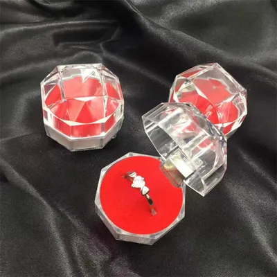 Boîte à bijoux en acrylique Transparent rouge 1 pièce emballage pour bague boucles d'oreilles