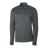 Men's Cutter & Buck Gray Washington Commanders Traverse DryTec Stripe Stretch Quarter-Zip Jacket