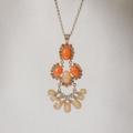 J. Crew Jewelry | J. Crew Orange Rhinestone Pendant Gold Necklace | Color: Gold/Orange | Size: Long