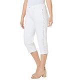 Plus Size Women's Sparkle Trim Jean Capri by Catherines in White (Size 30 W)