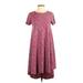 Lularoe Casual Dress - High/Low Crew Neck Short Sleeve: Pink Jacquard Dresses - Women's Size 2X-Small
