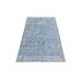 Shahbanu Rugs Light Blue, Afghan Oushak with Large Motif, Soft Wool Hand Knotted, Oriental Rug (3'1" x 4'10") - 3'1" x 4'10"