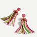 J. Crew Jewelry | J. Crew Beaded Tassel Stud Earrings | Color: Green/Red | Size: Os