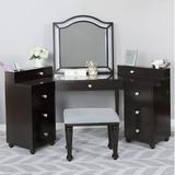 Willa Arlo™ Interiors Harr Congdon Vanity Set w/ Stool & Mirror Wood in Gray/Black | 60.5 H x 74.38 W x 31.87 D in | Wayfair