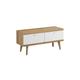 Meuble tv 2 portes 107 cm naturel et blanc