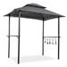 Outdoor Grill Gazebo 8 x 5 Ft, Shelter Tent, Double Tier Soft Top Canopy and Steel Frame with hook and Bar Counters