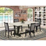 East West Furniture Dining Table Set- a Kitchen Table and Dark Gotham Grey Linen Fabric Parsons Chairs, Black(Pieces Options)