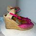 Coach Shoes | Coach Megan Pink Open Toe Espadrille Wedge Sandal Heel Signature Womens Size 8 B | Color: Pink/Tan | Size: 8