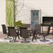 Lark Manor™ Alyah 7 Pieces Patio Dining Set 6 People High Seatback Swivel Rattan Chairs Rectangular Metal Table For Patio, Garden | Wayfair