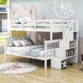 Harriet Bee Crissa Twin Over Full Wood Bunk Bed w/ Shelves in White | 61 H x 54 W x 91 D in | Wayfair 8199AC46FEC9438A9B55698BC6A63EE0