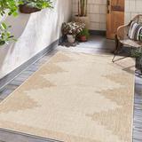 Deneysville 7'10" Round Outdoor Farmhouse Moroccan Bone/Multi Brown/Cloud Gray/Nutmeg/Dark Gray/Beige/Dark Brown/Medium Gray/Medium Brown Outdoor Area Rug - Hauteloom