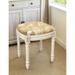 Tan Bird Watch Vanity Stool with antique white finish