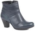 Pavers Ladies Leather Ankle Boots - Navy Size 7 UK