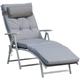 Bain de soleil pliable transat inclinable 7 positions chaise longue grand confort avec matelas +