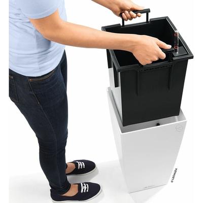 LECHUZA CUBICO Premium 30 Komplettset weiß hochglanz Image