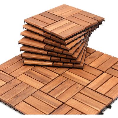 99 Stück Holzfliesen aus Akazienholz Balkonfliesen Terrassenfliesen. Bodenbelag mit Drainage.