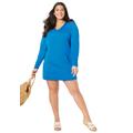 Plus Size Women's French Terry Hoodie Tunic by Swimsuits For All in Surf (Size 6/8)