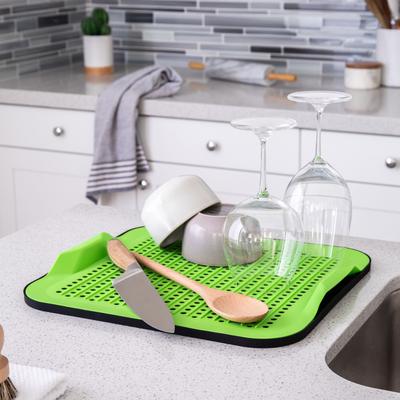 2-Piece Silicone Drying Mat by Better Houseware in Lime Black
