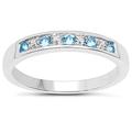 The Diamond Ring Collection: 3mm wide Sterling Silver Channel set Blue Topaz & Diamond Eternity Ring (Size X)