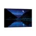 East Urban Home Moon Rising over Tranquil Lake & Forest Against Starry Sky, Bulgaria by Evgeny Kuklev - Wrapped Canvas Photograph Canvas | Wayfair