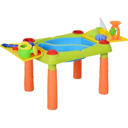 Homcom - Kinder Sandspielzeug, Sandkastentisch mit 16-tlg. Zubehör, Spieltisch, Strandspielzeug, ab