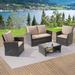 LIVOOSUN Outdoor 4-piece Wicker Chat Set