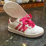 Adidas Shoes | Girls Adidas Grande Court Sneakers Glitter Pink On White Size 11 | Color: Pink/White | Size: 11g