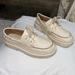 Zara Shoes | Cream Colored Leather Boat Shoe | Color: Cream | Size: 4g