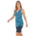 Plus Size Women's Longer-Length Side-Tie Tankini Top by Swim 365 in Blue Swirl Dot (Size 16)