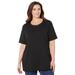 Plus Size Women's Suprema® Crochet Trim Scoopneck by Catherines in Black (Size 5X)